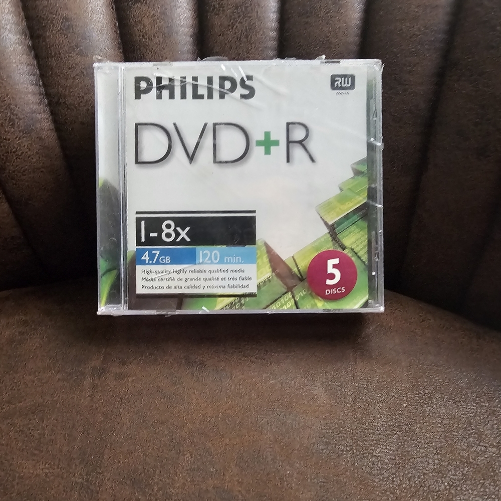 Philips 5 Pack DVD R 4.7 CD High Speed 1 8X 700MB 120 Minutes New w Jewel Cases